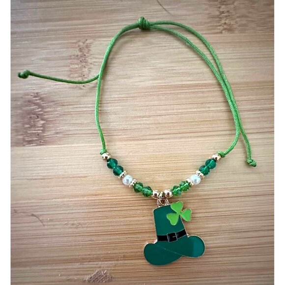 St Patricks Day Knotted String Beaded Bracelet Leprechaun Hat Shamrock C… - Picture 11 of 12